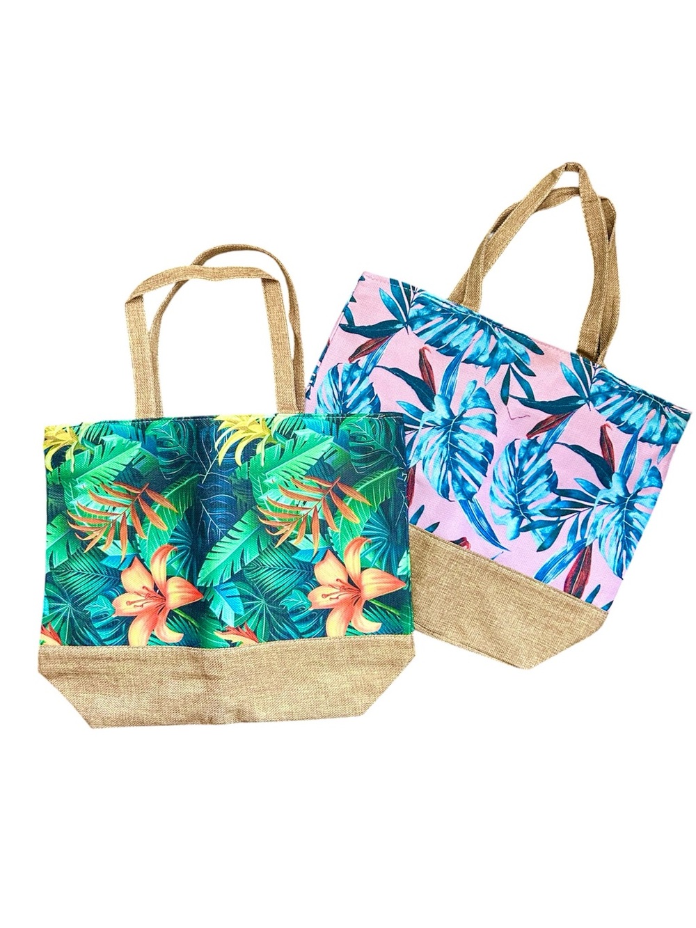 NEW Two Canvas Tropical Prints Beach Pool Totes
Zipper Lined Pocket